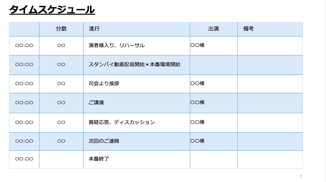 配信　ライブ　台本